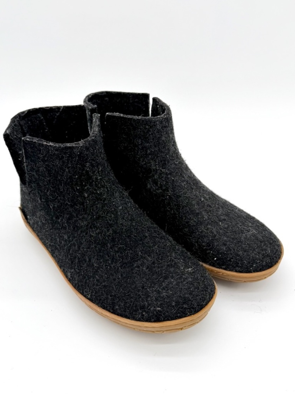 Glerups Charcoal Wool Boot Slipper Natural Rubber Sole Men 9 Women 11 EU 42